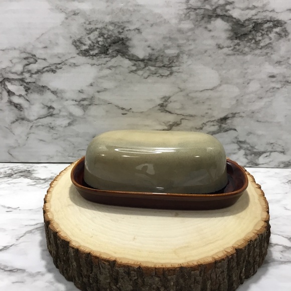 Vintage 2pc Stoneware Butter Dish Set by Sango - Picture 5 of 8